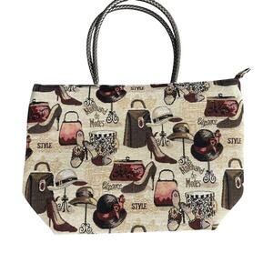 Bradford Exchange Tapestry Tote Shoulder Bag Top Handle NEW Vintage Fashion